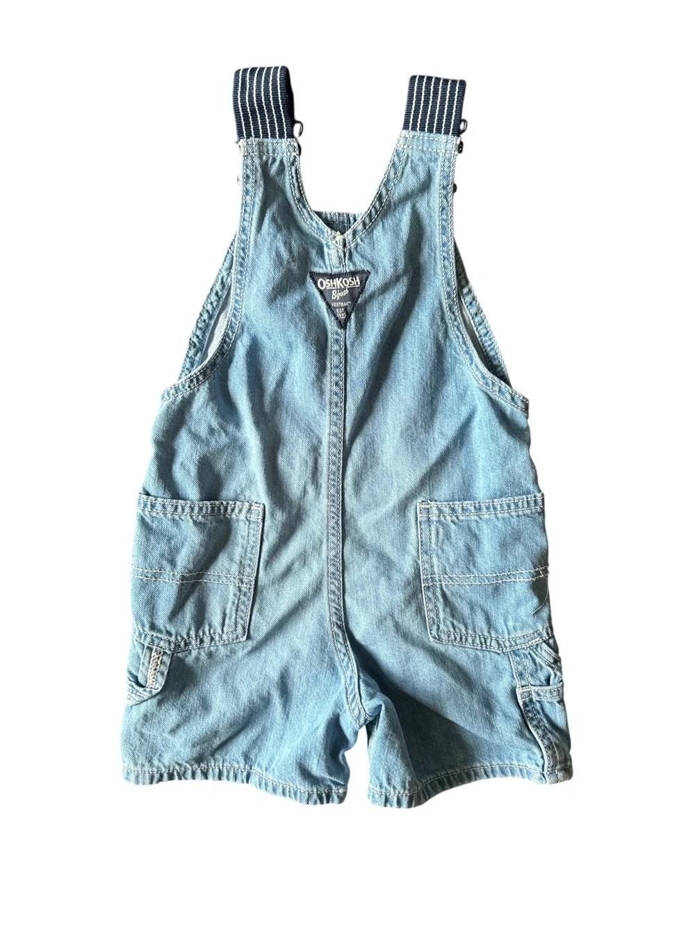 OshKosh B'gosh Light Blue Denim Shortall Overalls with Striped Straps